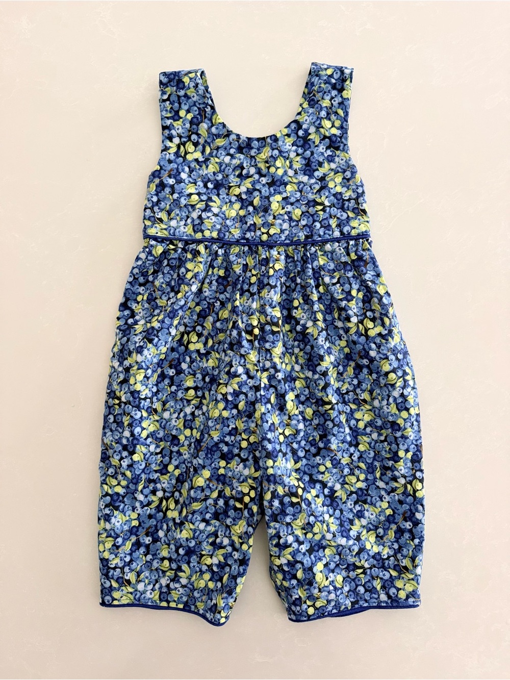 Handmade Cottagecore Blueberry Print Overalls Jumpsuit • 18-24M